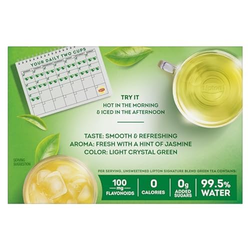 Lipton Green Tea with Jasmine - 240 Count (40 Bags x 6 Pack) - Unsweetened & Caffeinated