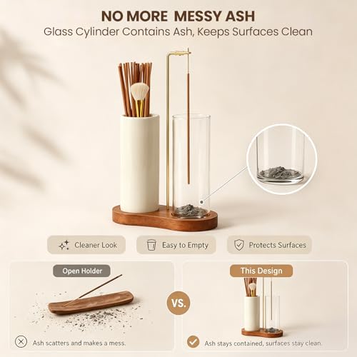 2-in-1 Incense Holder & Storage Jar with Ash Catcher - Ideal for Meditation & Home Decor