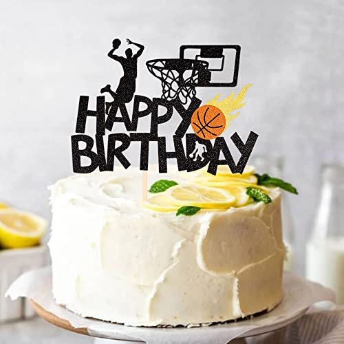 Basketball Birthday Cake Topper - Glitter Sports Theme Decor