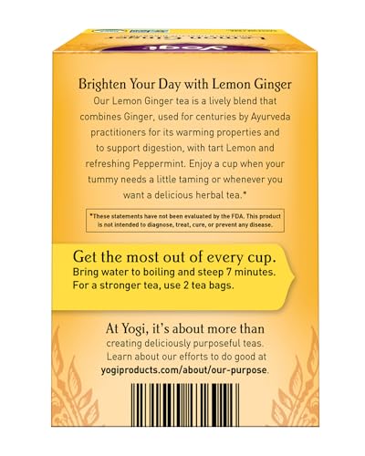 Yogi Lemon Ginger Tea Bags - Organic Herbal Blend, 16 Count