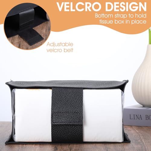 Modern Black PU Leather Rectangular Tissue Box Cover