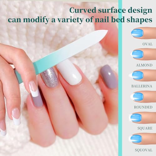 LYFENX 2-Pack Mini Glass Nail Files with Case for Natural Nails