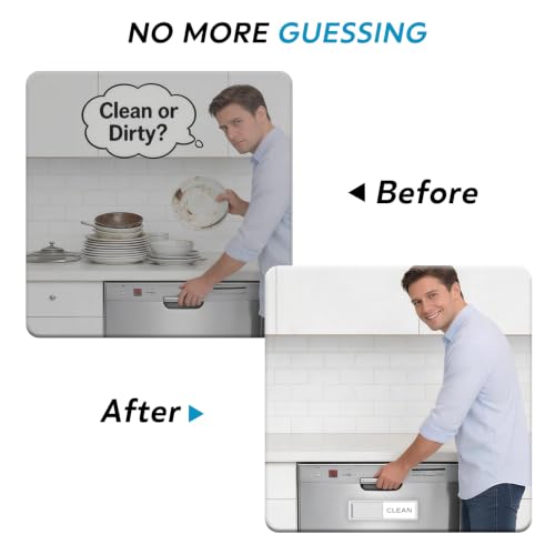 YewGarb Black & White Dishwasher Magnet - Clean & Dirty Indicator, Premium Quality