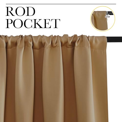 NICETOWN Gold Brown Blackout Curtains, 34" W x 72" L, 1 Pair