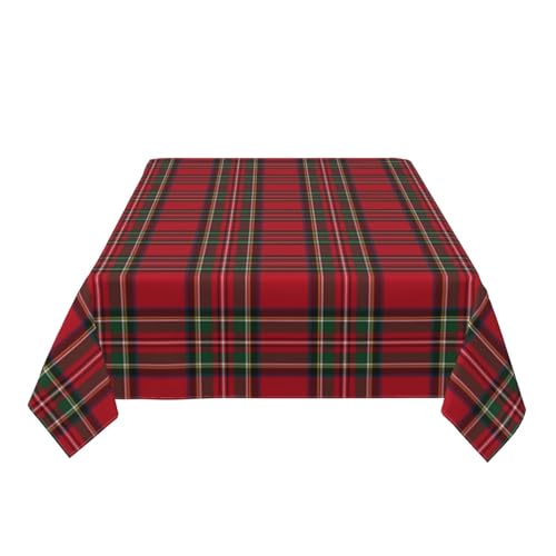 Christmas Checkered Tablecloth Rectangle 60x104 Inch Red Green Holiday Picnic Cover - Retro Plaid Fabric