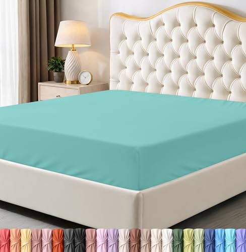 Utopia Bedding Twin Fitted Sheet - 15 Inch Deep Pocket, Spa Blue