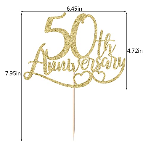 50th Anniversary Cake Topper - Glittery Happy 50th Decoration