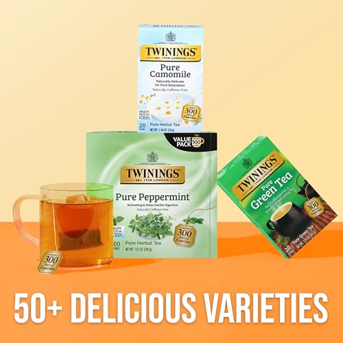 Twinings Pure Peppermint Herbal Tea, Caffeine-Free, 100 Individually Wrapped