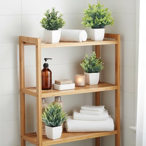 Mini Potted Artificial Plants - 4 Pack Faux Greenery for Home & Office