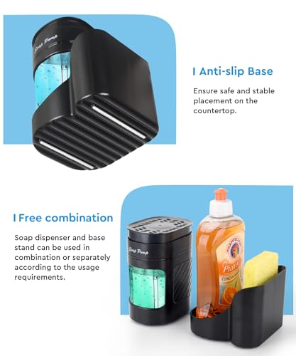Black 3-in-1 Kitchen Dish Soap Dispenser with Sponge Holder
