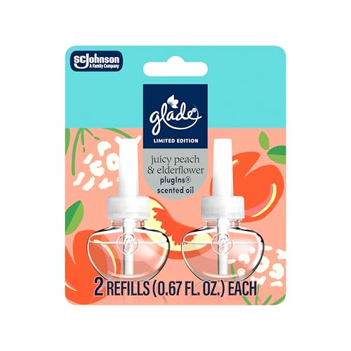 Glade PlugIns Scented Oil Refills, Juicy Peach & Elderflower, 1.34 Fl Oz