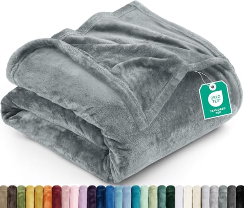 Utopia Bedding Full Size Microfiber Fleece Bed Blanket Ash Grey 90x84 Inches