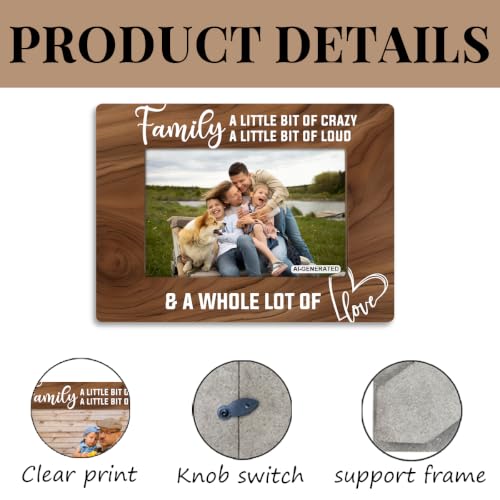 Rustic Family Photo Frame - Farmhouse Wooden Picture Frame for 4x6 Photos, Brown