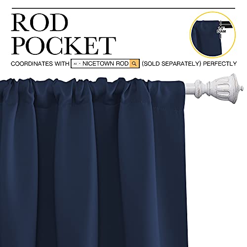 NICETOWN Navy Blackout Curtains - Thermal Insulated Drapes, 34" x 84"