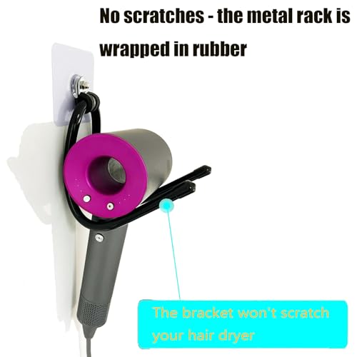 Universal Wall-Mount Hair Dryer Holder - Adjustable Metal Rack (2 Pack)