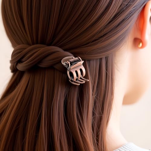 ZGLUZP 5-Pack Bronze Mini Metal Hair Claw Clips for Side Bangs Styling