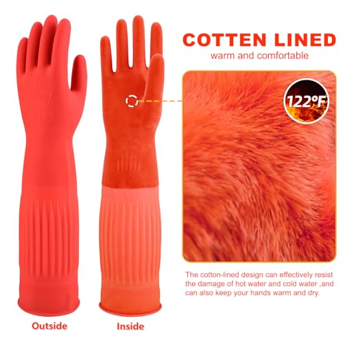 North Tower Reusable Long Dishwashing Gloves, Nitrile Rubber - Large