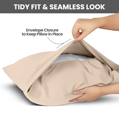 Ultra Soft Beige Pillow Cases Set of 4, Queen Size 20x30 Inches