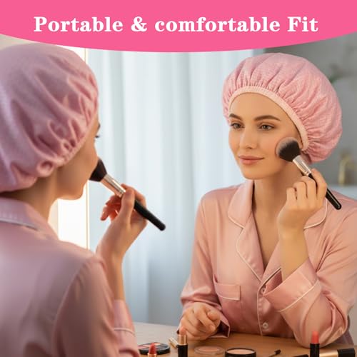 Quilax 2Pcs Deep Conditioning Hair Heat Cap, Waterproof Reusable Pink