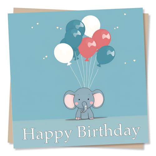 Cute Elephant Birthday Card - Handmade UK Design for Friends & Family
