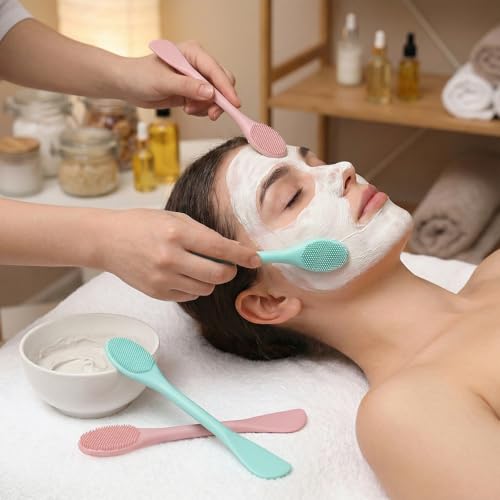 Dual-Ended Silicone Facial Cleansing & Mask Applicator Brush (2 Pcs)