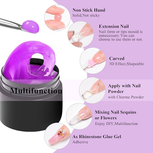 MEET ACROSS Solid Builder Gel Kit - 3 Colors Nail Extension Kit with Brush