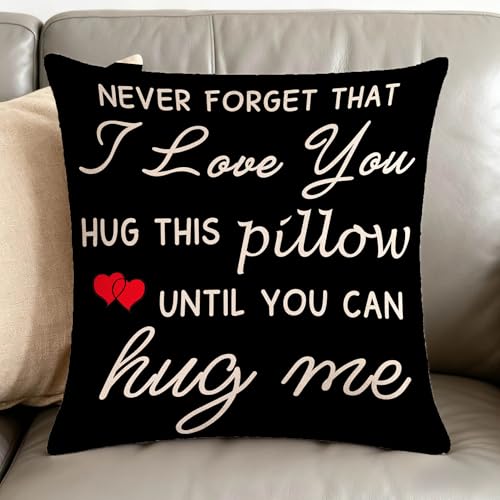 Never Forget I Love You Throw Pillow Cover - 18x18 Linen Cushion Case (N Forget B)
