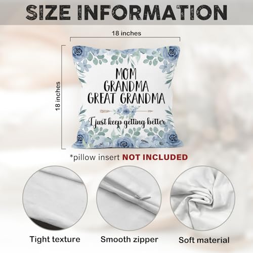 Great Grandma-2 Floral Throw Pillow Cover 18x18 - Family Gift Decor