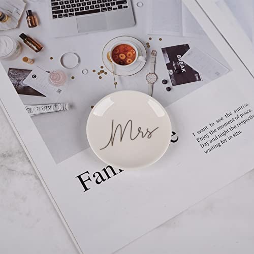 Mr & Mrs Ceramic Ring Dish - Small Jewelry Holder with Gold Foil