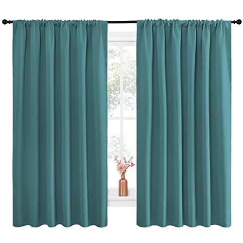 NICETOWN Blackout Curtains for Bedroom, 2 Panels, 70x63 Inches, Sea Teal, Insulated Dark Drapes
