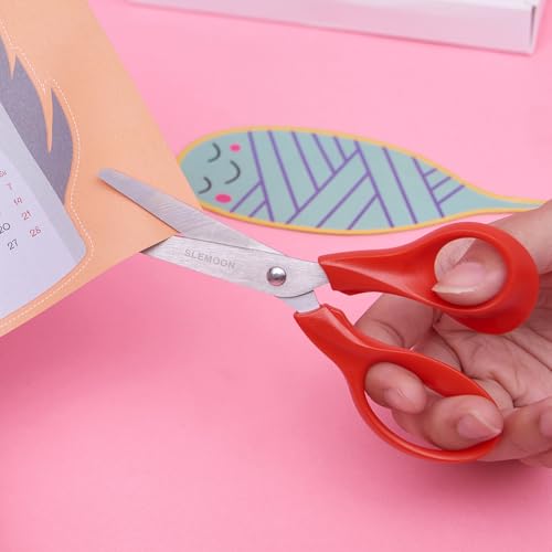 SLEMOON 5 Inch Kids Safety Scissors 3-Pack, Blunt Tip Stainless Steel