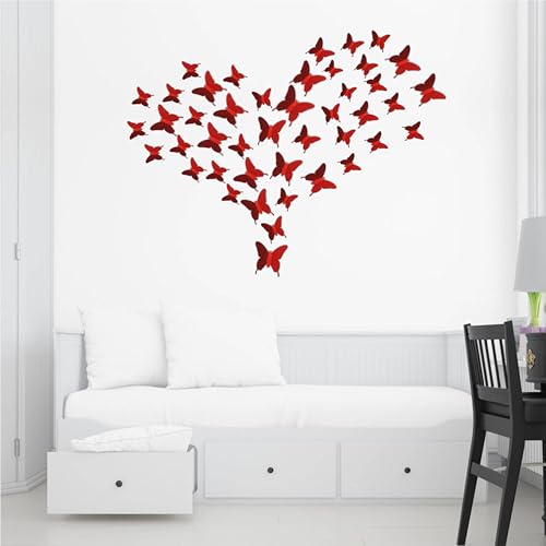 Seyal Glitter 3D Butterfly Wall Stickers Red Sparkle Decor 36 Pcs