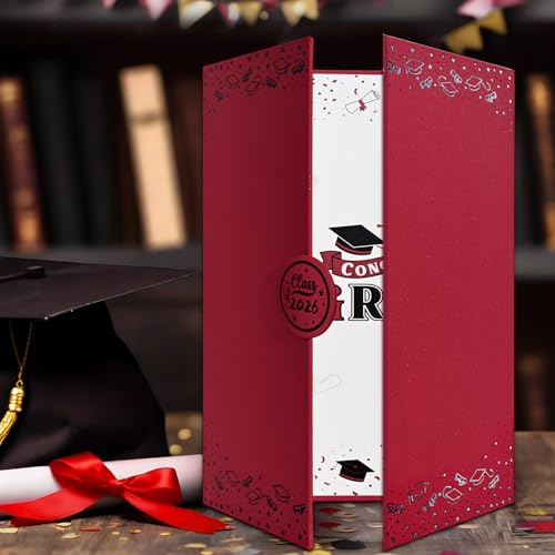 2026 Graduation Guest Book Alternative - Black & Red Signature Book