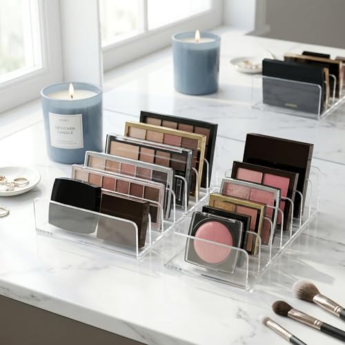 Makeup Palette Organizer - 2 Pack Clear Acrylic Storage with 7 Slots