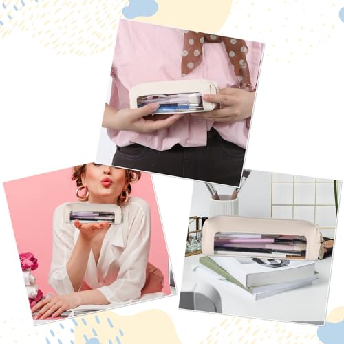 Clear PU Leather Makeup Bag Small Travel Cosmetic Organizer Pouch White