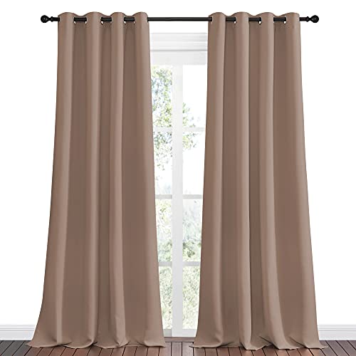 NICETOWN Blackout Curtains 55x96 Inches - Cappuccino Set of 2, Thermal Insulated Room Darkening Drapes