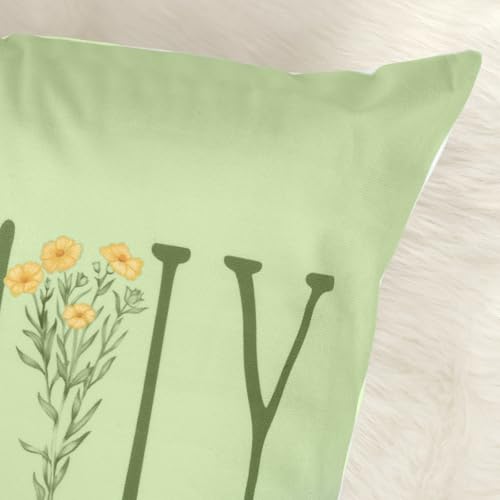 Green Floral Throw Pillow Covers Set of 4 - 18x18 Velvet Butterfly Design