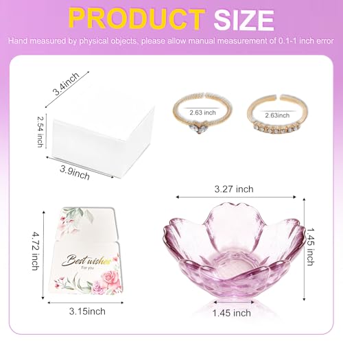 2-Pack Flower Jewelry Dish Set with 14K Alloy Rings - Perfect Gifts