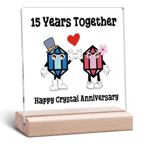 15th Wedding Anniversary Acrylic Desk Decor Sign for Couples