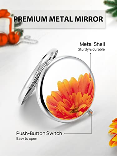 Portable Double-Sided Compact Mirror – 1x/2x Magnification, Silver