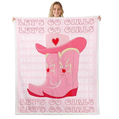 Pink Cowgirl Fleece Blanket for Girls & Women - Multi 04 / Lap Western Throw 40x50 Inches