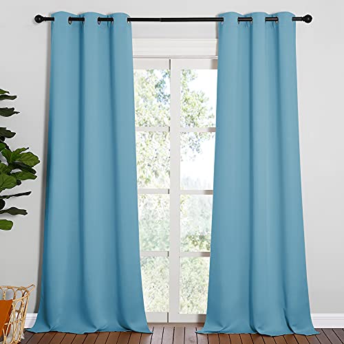 NICETOWN Room Darkening Curtain Panels, Teal Blue, 42"W x 95"L (Pack of 2)