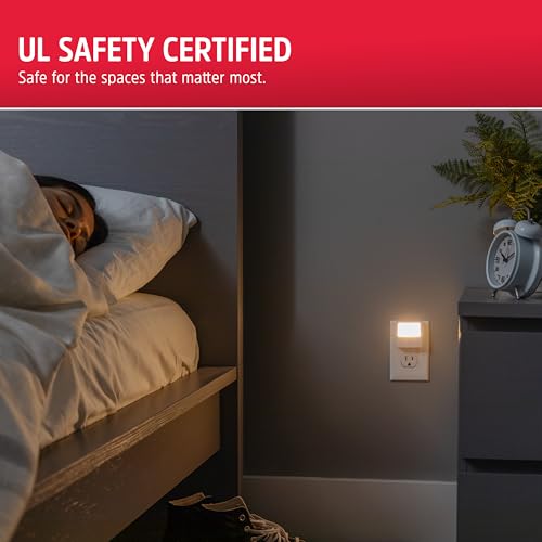 Energizer Night Lights Plug into Wall 2-Pack White Slim LED Nightlight - Always-On, Space-Saving