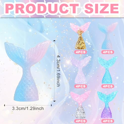 30 Pcs Glittering Mermaid Tail Cupcake Toppers - Resin Cake Decorations