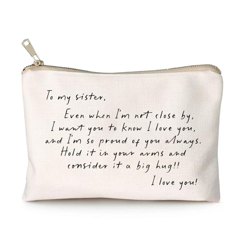 To My Sister Long Distance Makeup Bag Linen Cosmetic Gift