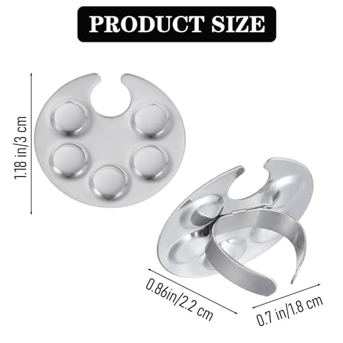 Tyqour 5 Pcs Stainless Steel Wearable Nail Art Mixing Palette Rings Silver
