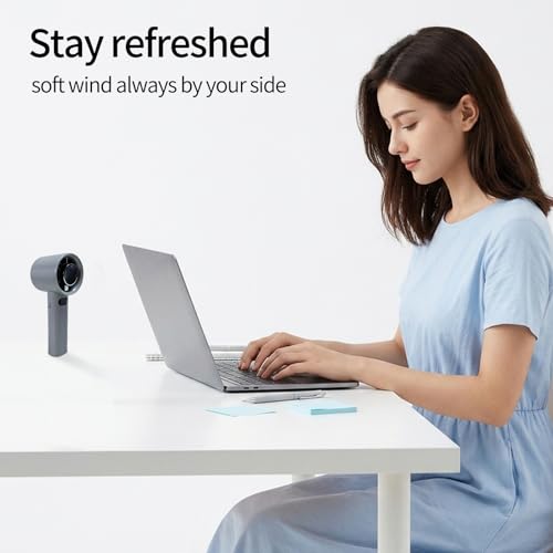 Portable Handheld Fan with Digital Display - Adjustable Wind Speed