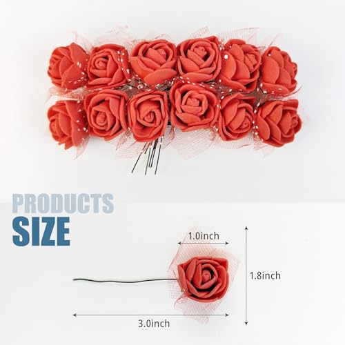 36 Mini Artificial Rose Flower Heads - Pink Faux Roses for DIY Decor