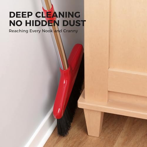 Nodirz Handy Broom with Adjustable Stainless Steel Handle - Indoor/Outdoor Use