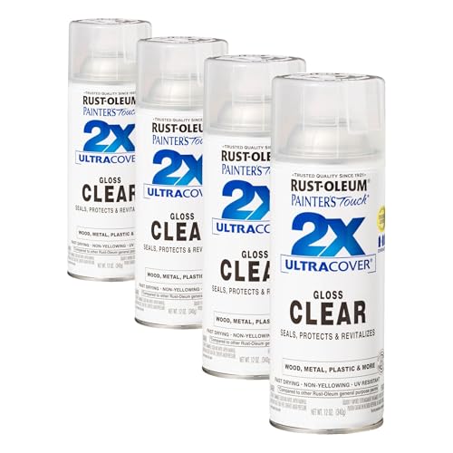 Rust-Oleum Painter's Touch 2X Spray Paint, Gloss Clear, 12 oz (Pack of 4)